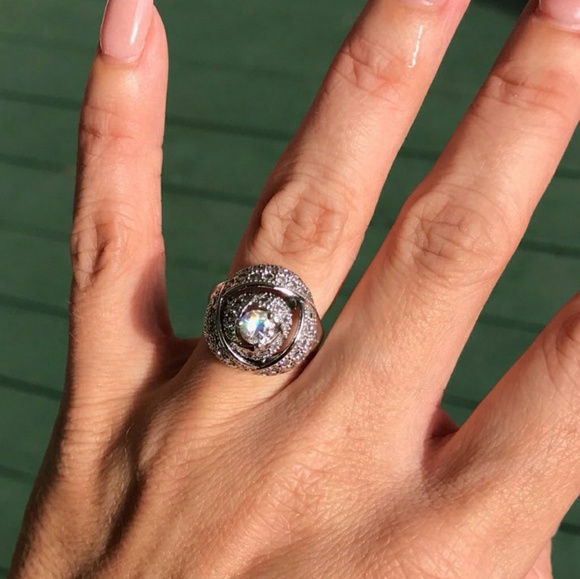 Rose Accent Sterling Statement Ring - Picture 5 of 7